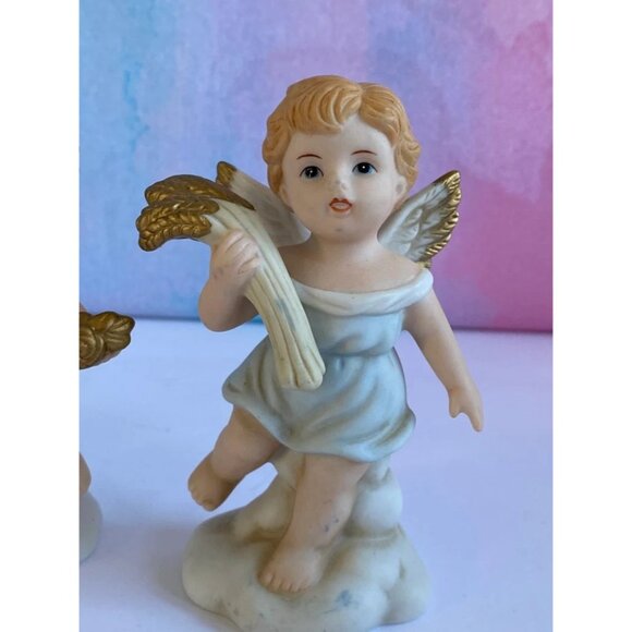 Home Interiors Precious Gifts Angel Cherub Set With Gifts 4" Porcelain - Picture 6 of 8